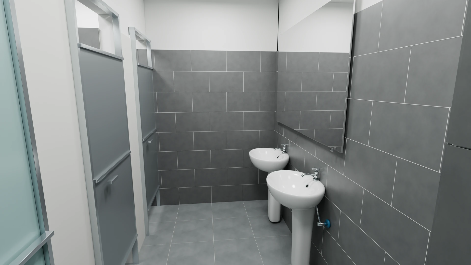 Modelo del sanitario de mujeres guiado por planos y fotografías